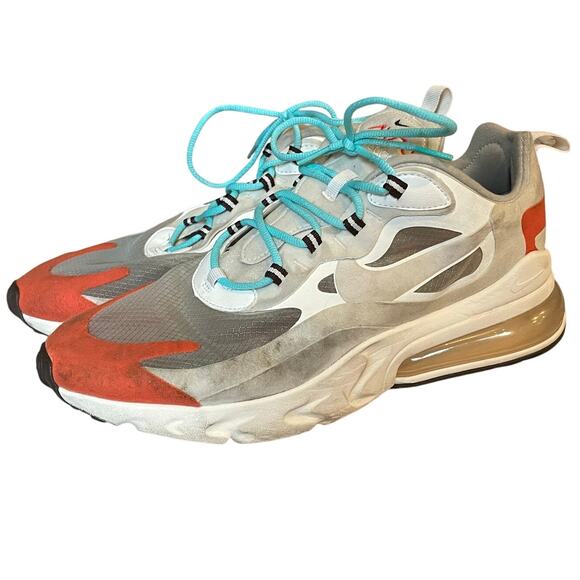 Nike Air Max 270 React "Mid-Century Art" Orange, Blue, White Mesh Sneakers EUC - Picture 2 of 13